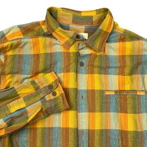 Territory Ahead Shirt Mens XL Orange Yellow Green Plaid